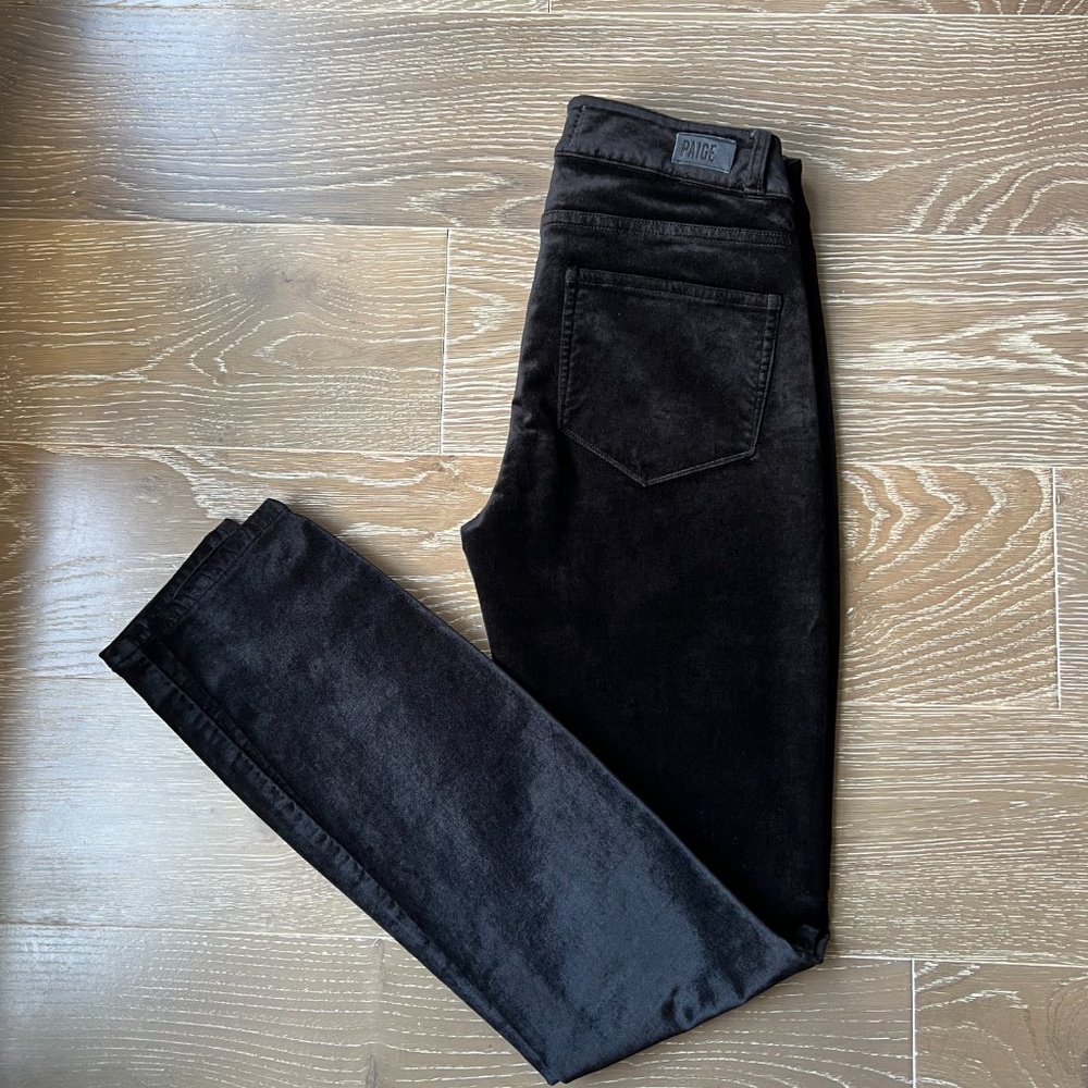 PAIGE Verdugo Ultra Skinny Black Velvet Jeans - Picture 2 of 5